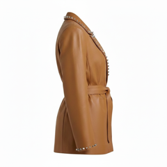 Women's soft brown leather work blazer – RXD Leather