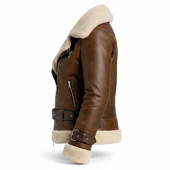 Women's brown aviator jacket back – RXD Leather