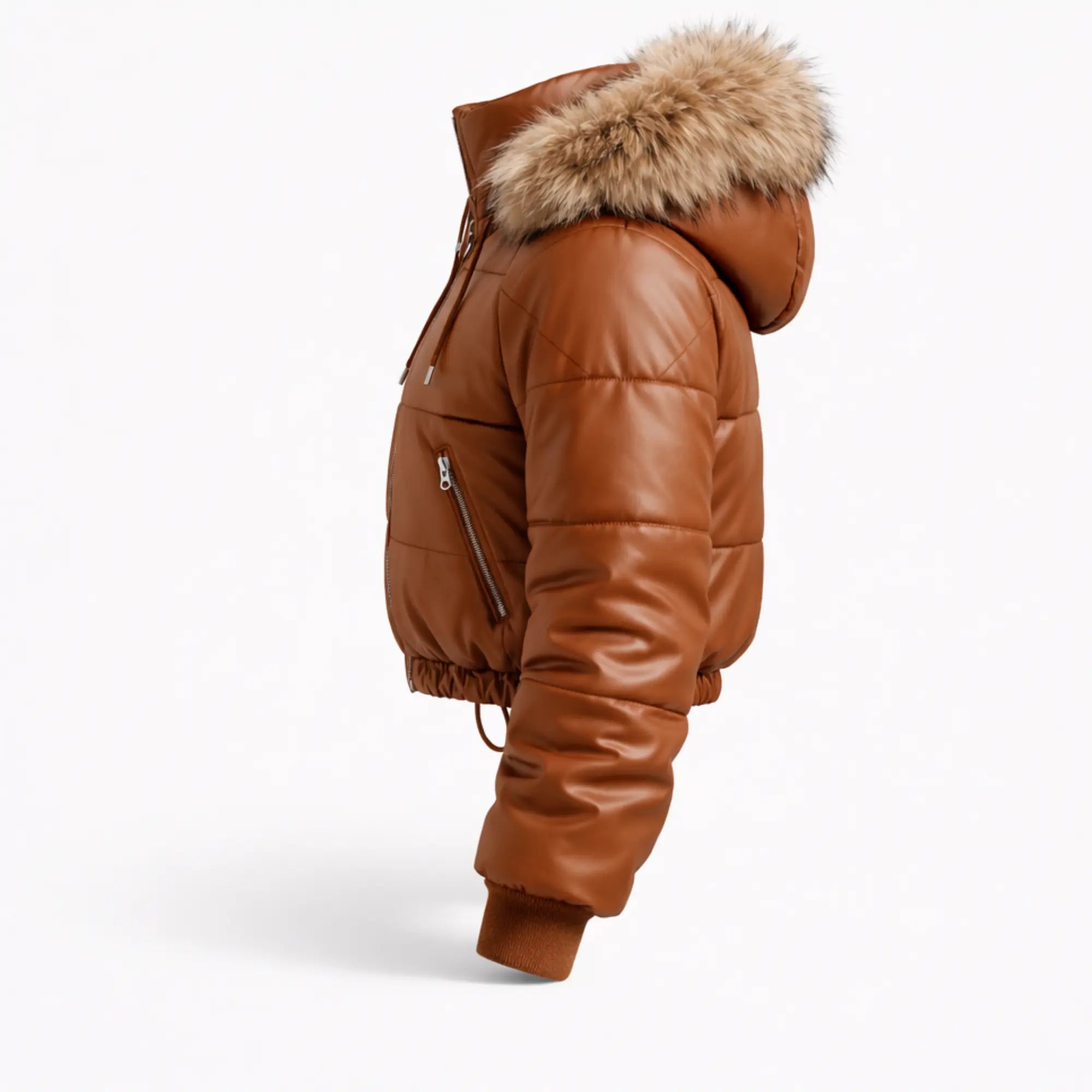 Women's brown quilted leather bomber jacket – RXD Leather