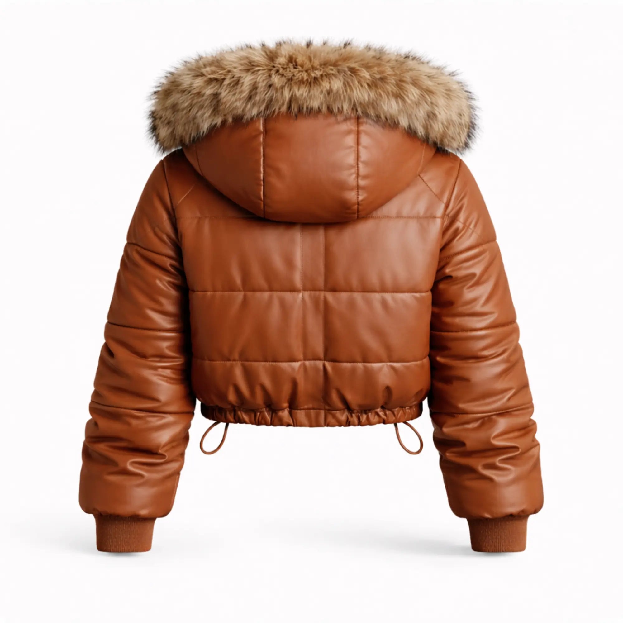 Women's brown sheepskin puffer jacket with ribbed cuffs – RXD Leather