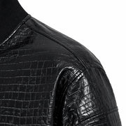 Women's crocodile embossed bomber jacket detail – RXD Leather
