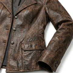 Women's brown vintage leather blazer back – RXD Leather