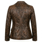 Women's fitted brown leather blazer – RXD Leather