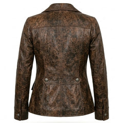 Women's fitted brown leather blazer – RXD Leather