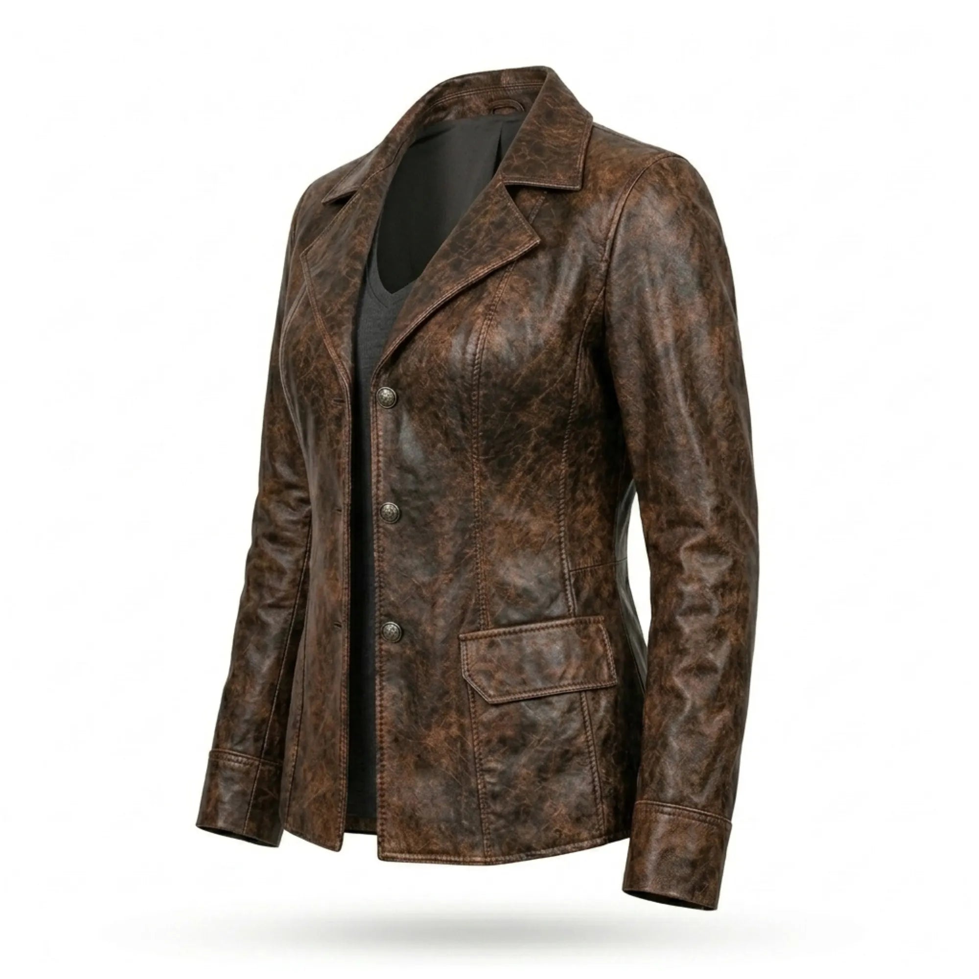 Women's distressed brown genuine leather jacket – RXD Leather
