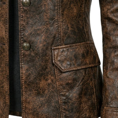 Women's brown leather blazer styled – RXD Leather