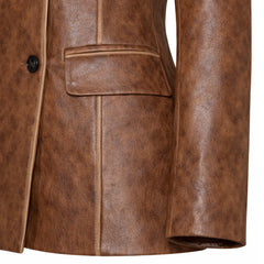 Women's distressed faux leather blazer detail – RXD Leather