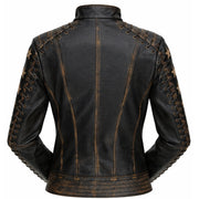 Women's slim fit distressed moto jacket – RXD Leather