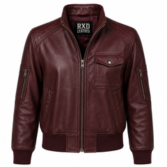 Women's glossy cropped bomber jacket with ribbed trim – RXD Leather