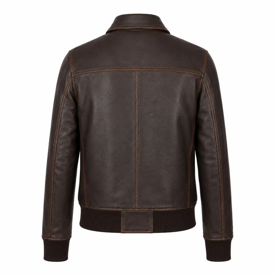 Women's brown A-2 bomber with rib-knit cuffs – RXD Leather