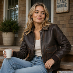 Women's goatskin leather bomber with quilted lining – RXD Leather