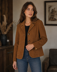 Women's Hazelnut Mock Suede Jacket Lightweight Casual Coat Style Wear- RXD Leather 00279