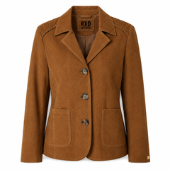 Women's Hazelnut Mock Suede Jacket Lightweight Casual Coat Style Wear- RXD Leather 00279