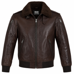 Women's vintage brown leather aviator bomber jacket – RXD Leather