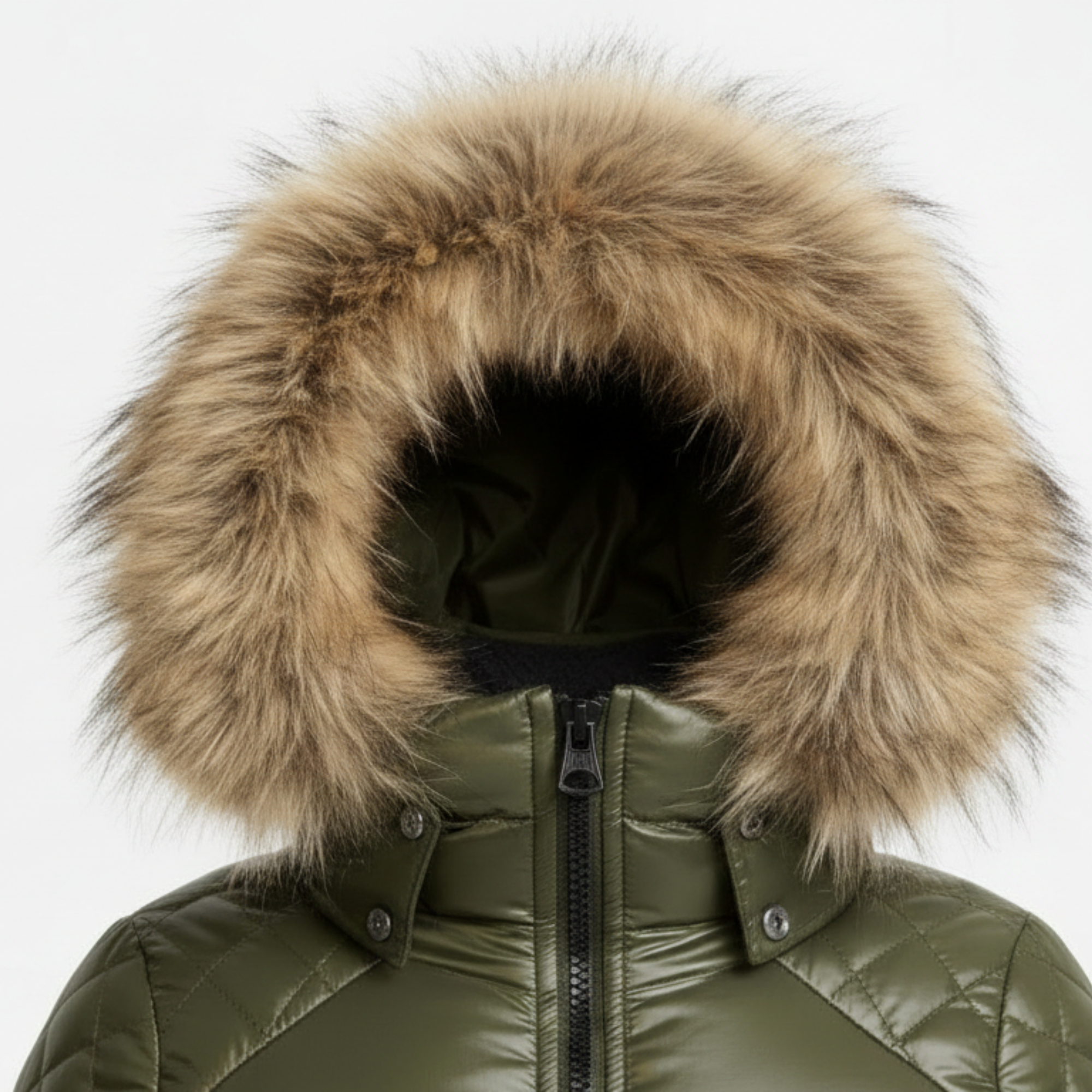 Women's olive green puffer jacket styled – RXD Leather