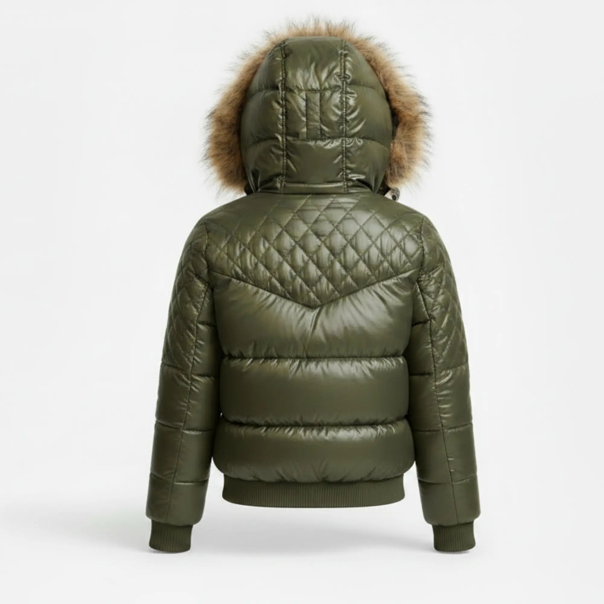 Women's insulated olive puffer jacket – RXD Leather