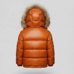 Women's orange quilted leather puffer jacket – RXD Leather