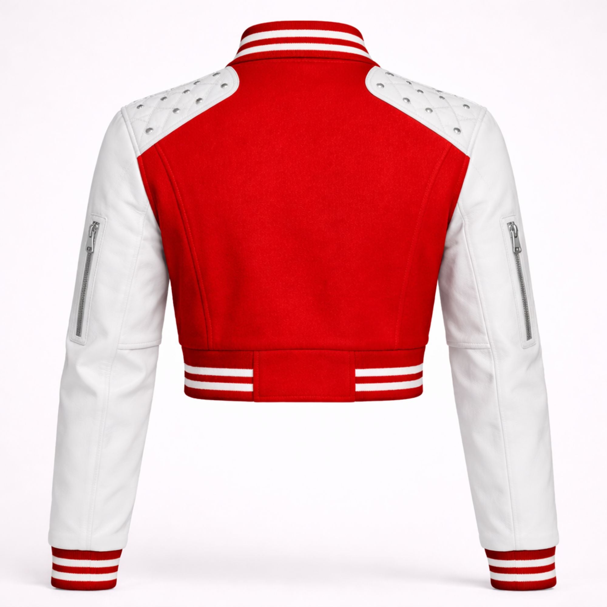Women's cropped red baseball varsity jacket – RXD Leather