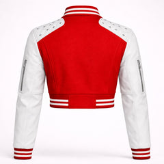 Women's cropped red baseball varsity jacket – RXD Leather