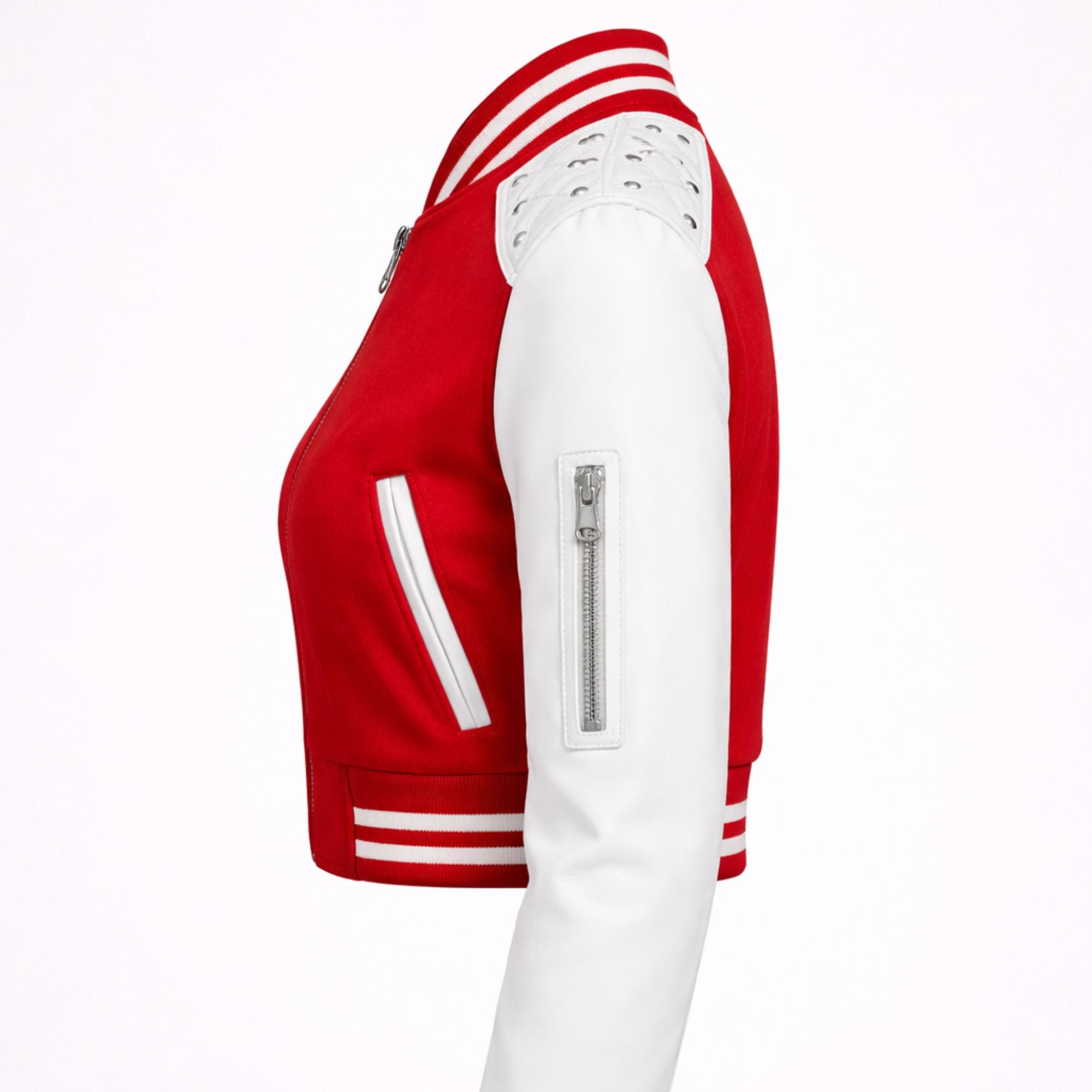 Women's red wool varsity jacket with quilted lining – RXD Leather