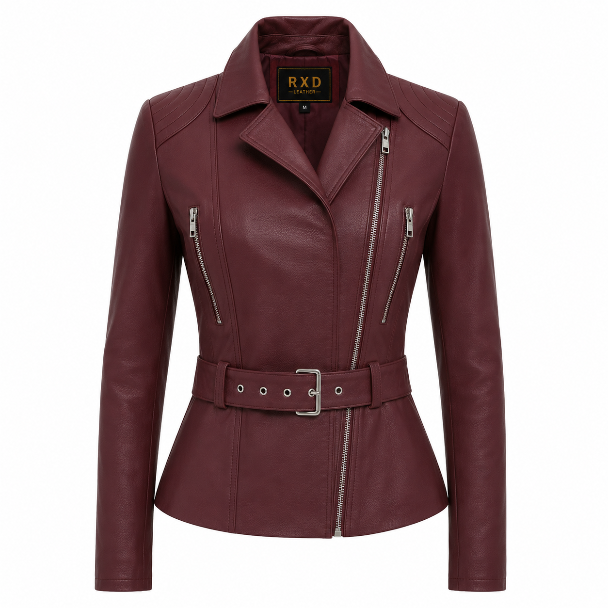 Women's burgundy sheep nappa leather long blazer – RXD Leather