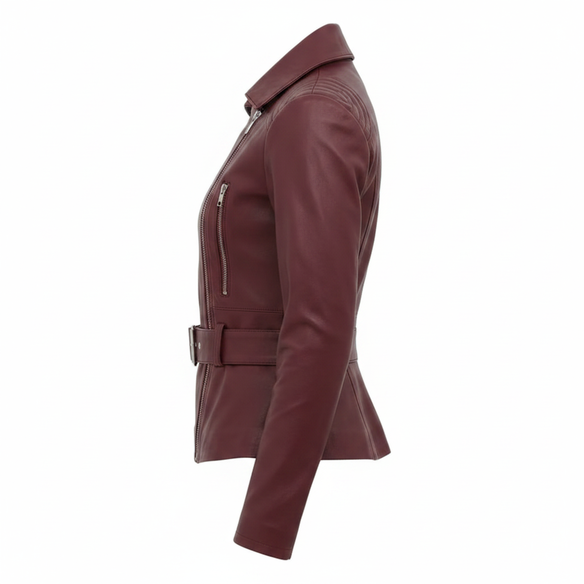 Women's burgundy nappa leather jacket with satin lining – RXD Leather