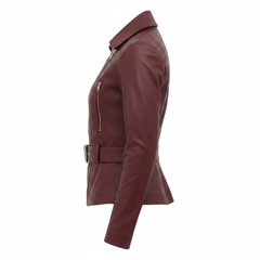Women's burgundy nappa leather jacket with satin lining – RXD Leather