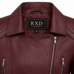 Women's burgundy long blazer styled – RXD Leather