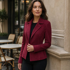 Women's suede tailored leather blazer detail – RXD Leather