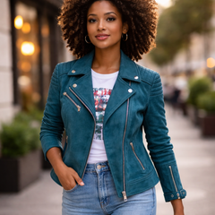 Women's supersoft leather biker jacket detail – RXD Leather