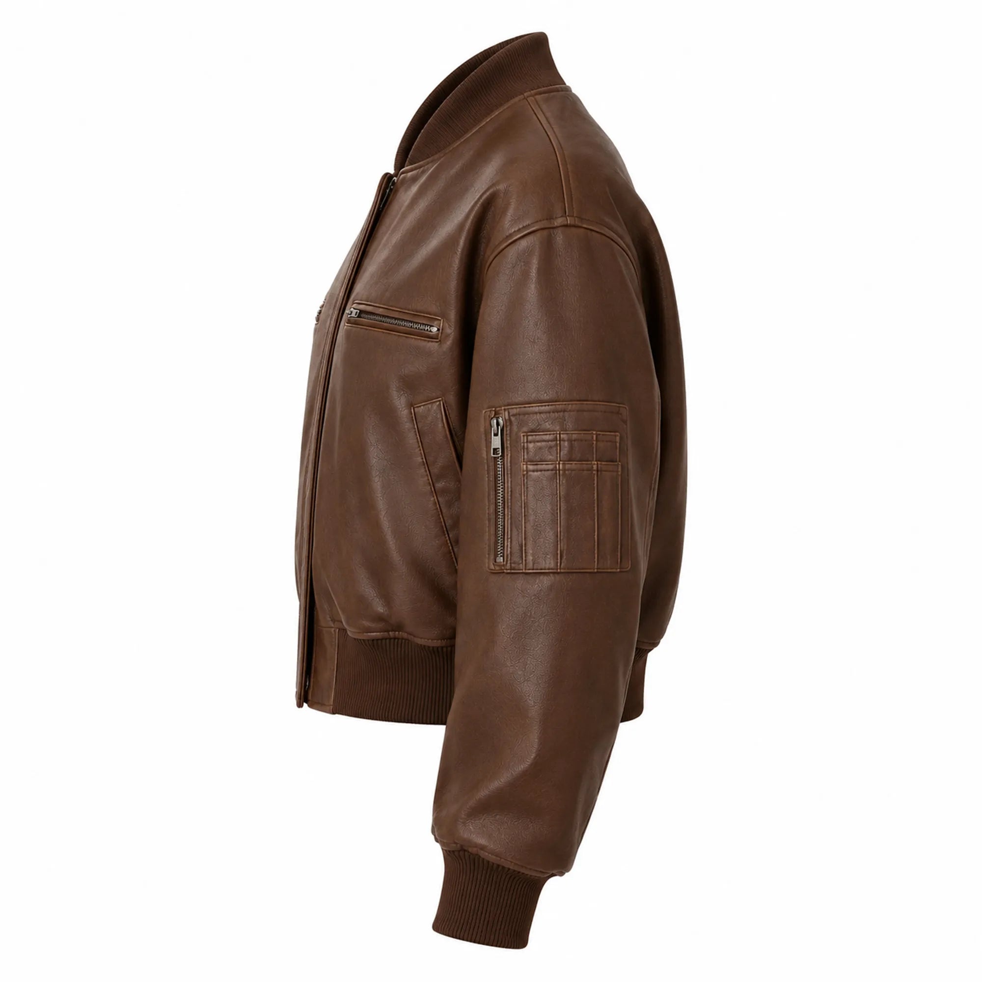 Women's vintage oversized leather bomber blazer detail – RXD Leather