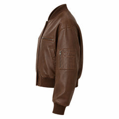 Women's vintage oversized leather bomber blazer detail – RXD Leather