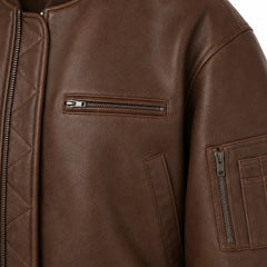 Women's brown oversized casual leather jacket – RXD Leather
