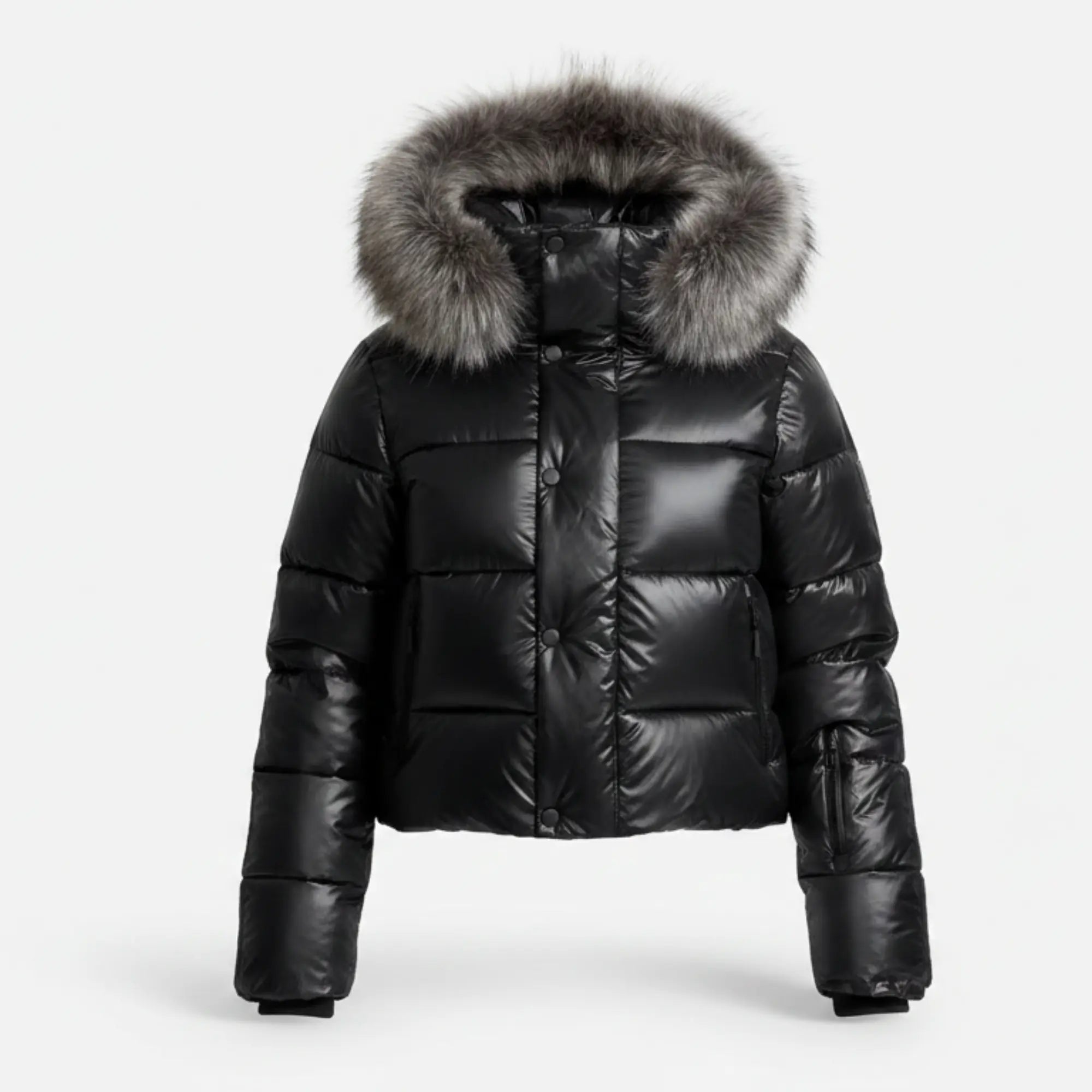 Women's waterproof hooded cropped puffer snow jacket – RXD Leather