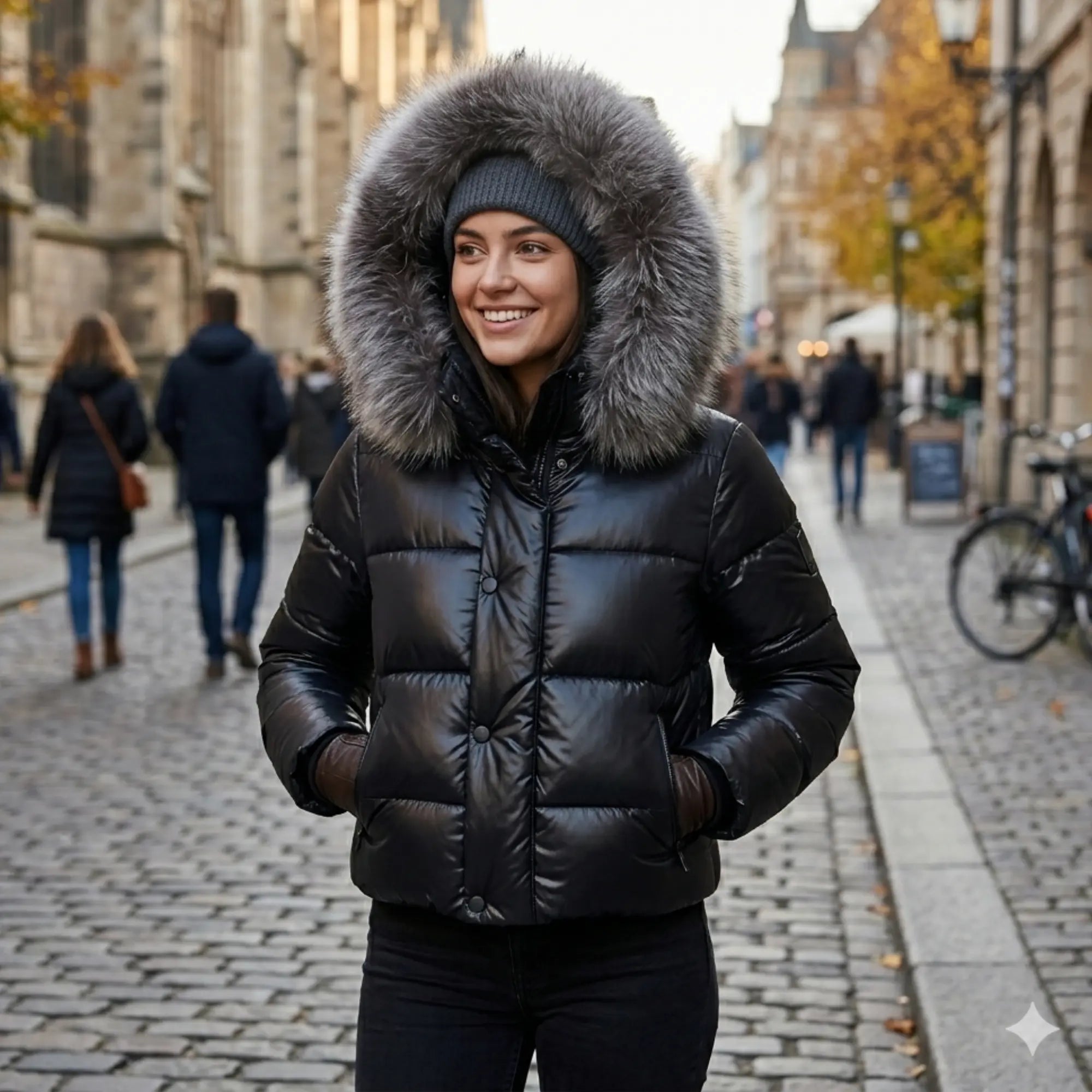 Women's waterproof puffer jacket with hood – RXD Leather