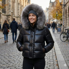 Women's waterproof puffer jacket with hood – RXD Leather