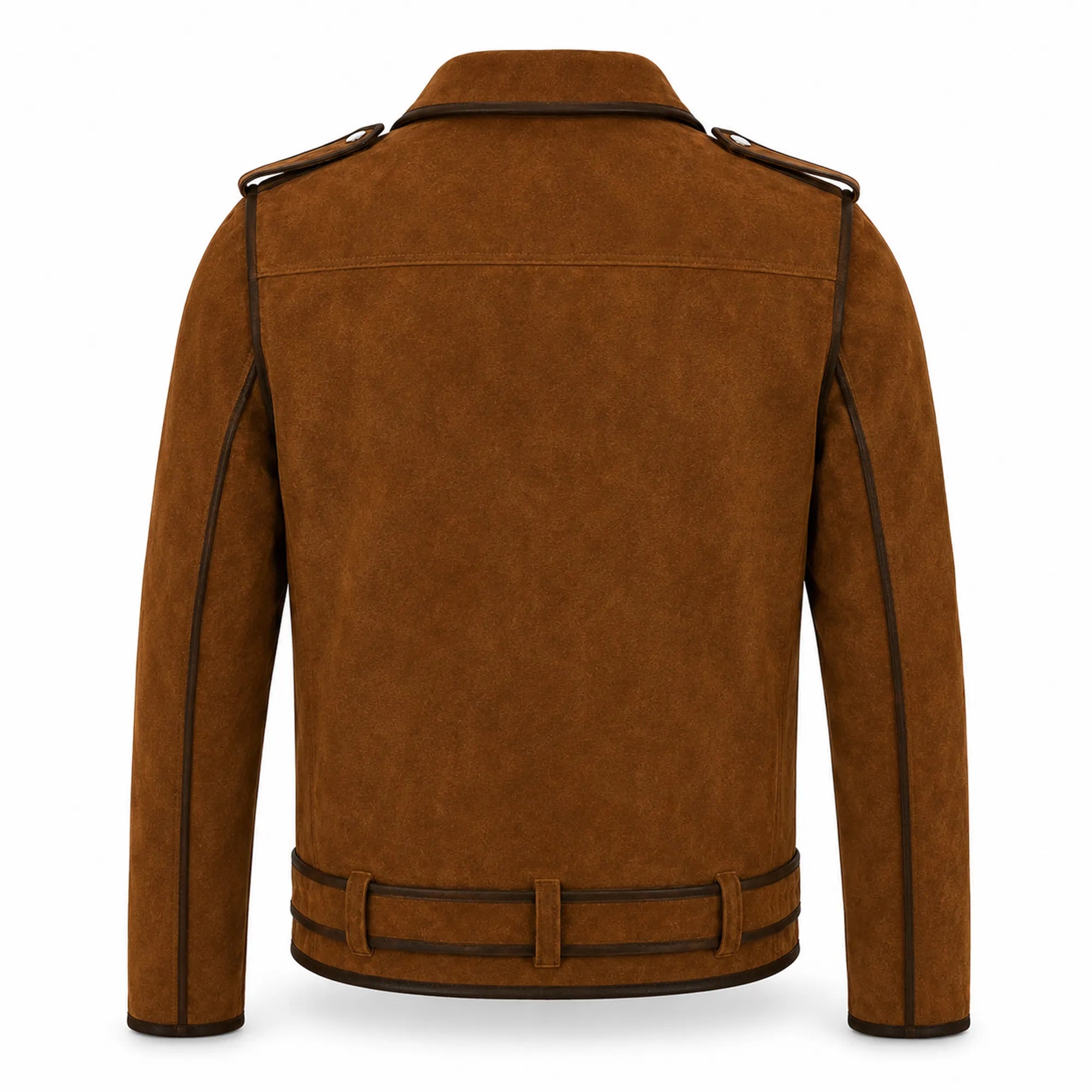 Men's Dark Calf Suede Leather Biker Jacket Asymmetrical Zip - RXD Leather 00524