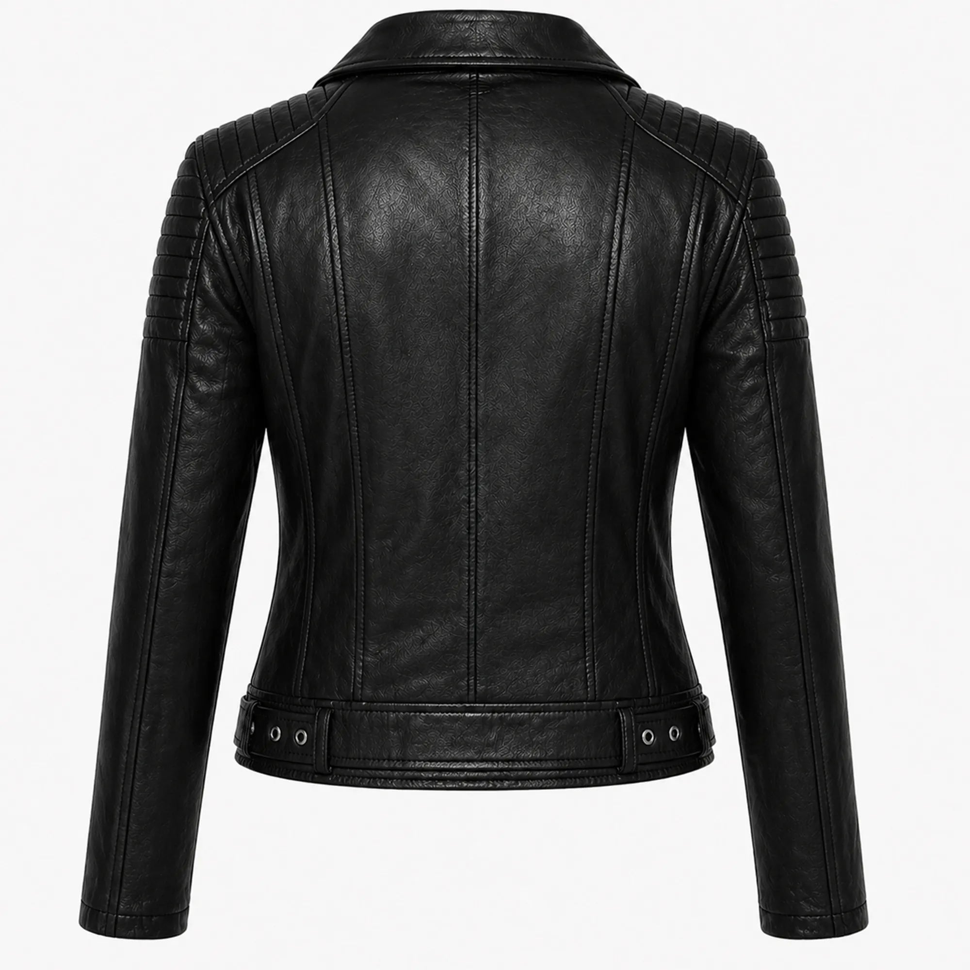 Womens Black Leather Biker Jacket Real Sheepskin Moto Style - RXD Leather 0096