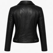 Women's black biker jacket with notch collar – RXD Leather
