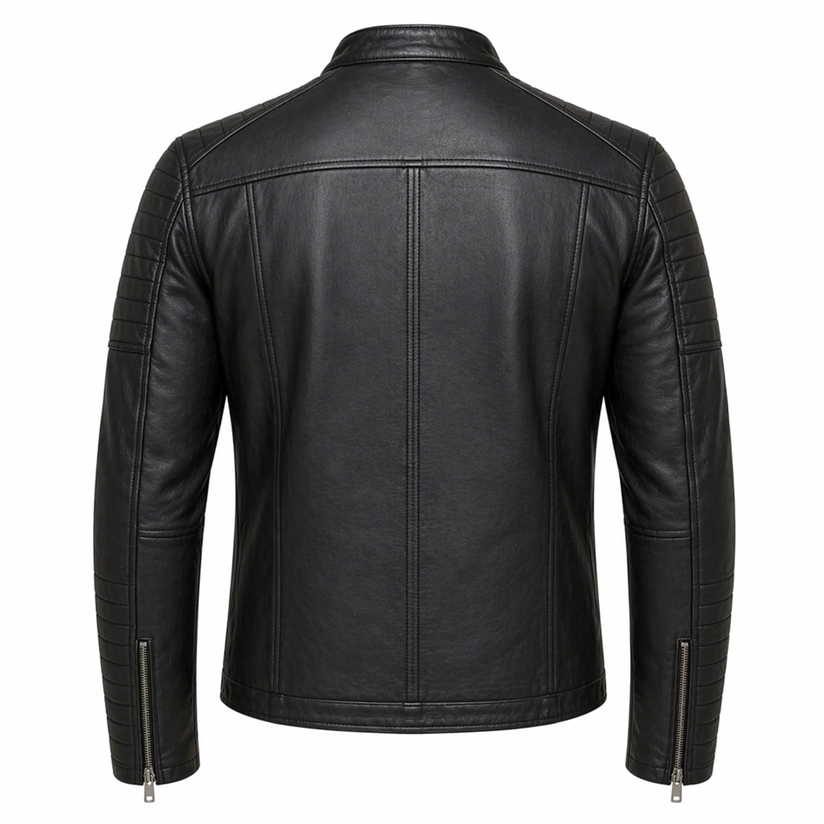 Men's black leather biker jacket with zip closure – RXD Leather