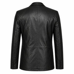 Mens Black Stretch Leather Blazer Jacket for Casual Formal Wear Style - RXD Leather 00237