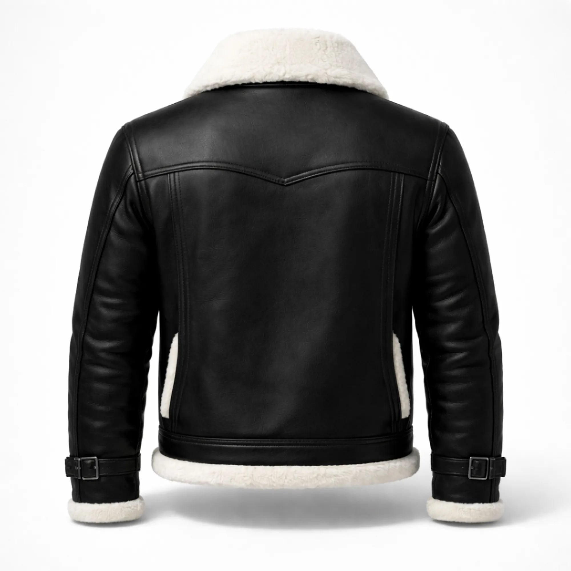 Men's Black Shearling Leather Jacket Aviator Winter Warm Coat for Men - RXD Leather 0081 