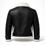 Men's black aviator jacket with buckle collar – RXD Leather