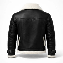 Men's Black Shearling Leather Jacket Aviator Winter Warm Coat for Men - RXD Leather 0081 