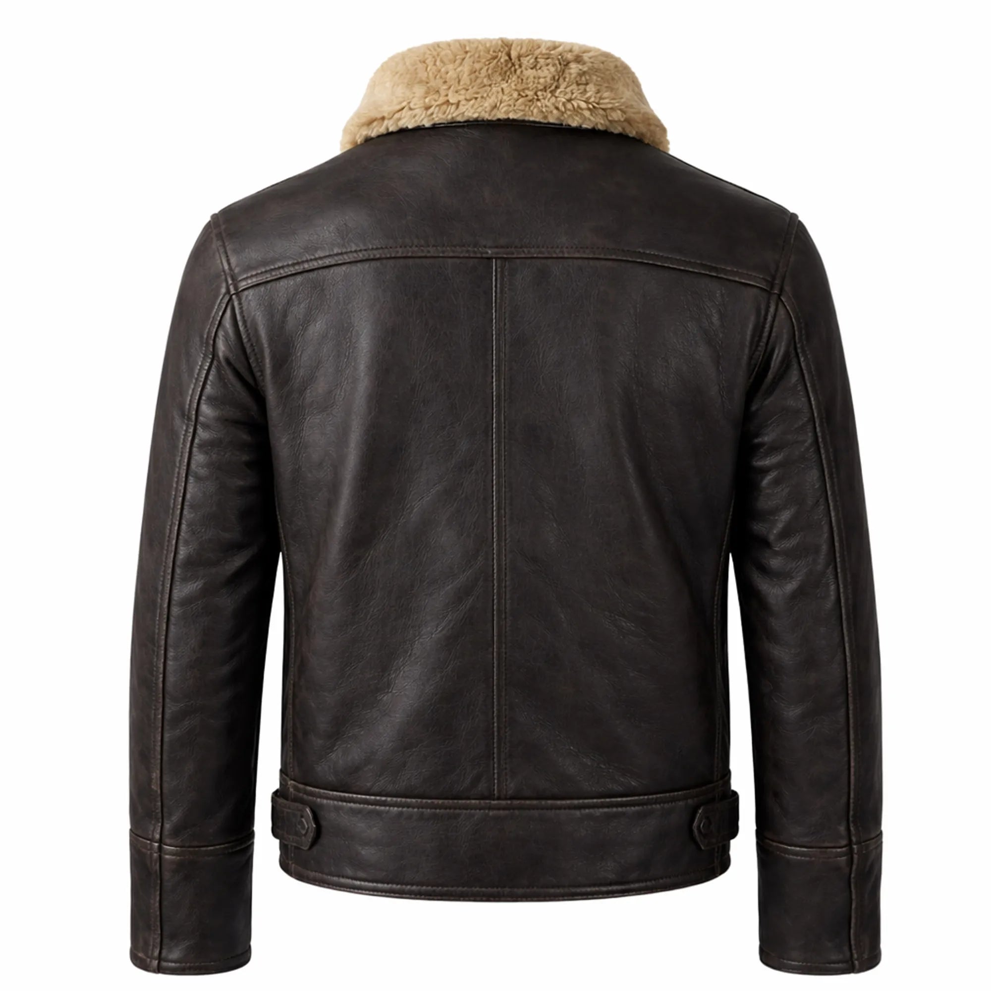 Men's Sheepskin Shearling Pilot Jacket Genuine Leather Aviator Coat Men - RXD Leather 0079 