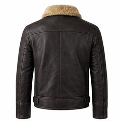 Men's Sheepskin Shearling Pilot Jacket Genuine Leather Aviator Coat Men - RXD Leather 0079 