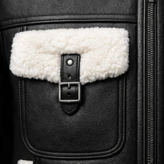 Men's Black Shearling Leather Jacket Aviator Winter Warm Coat for Men - RXD Leather 0081 