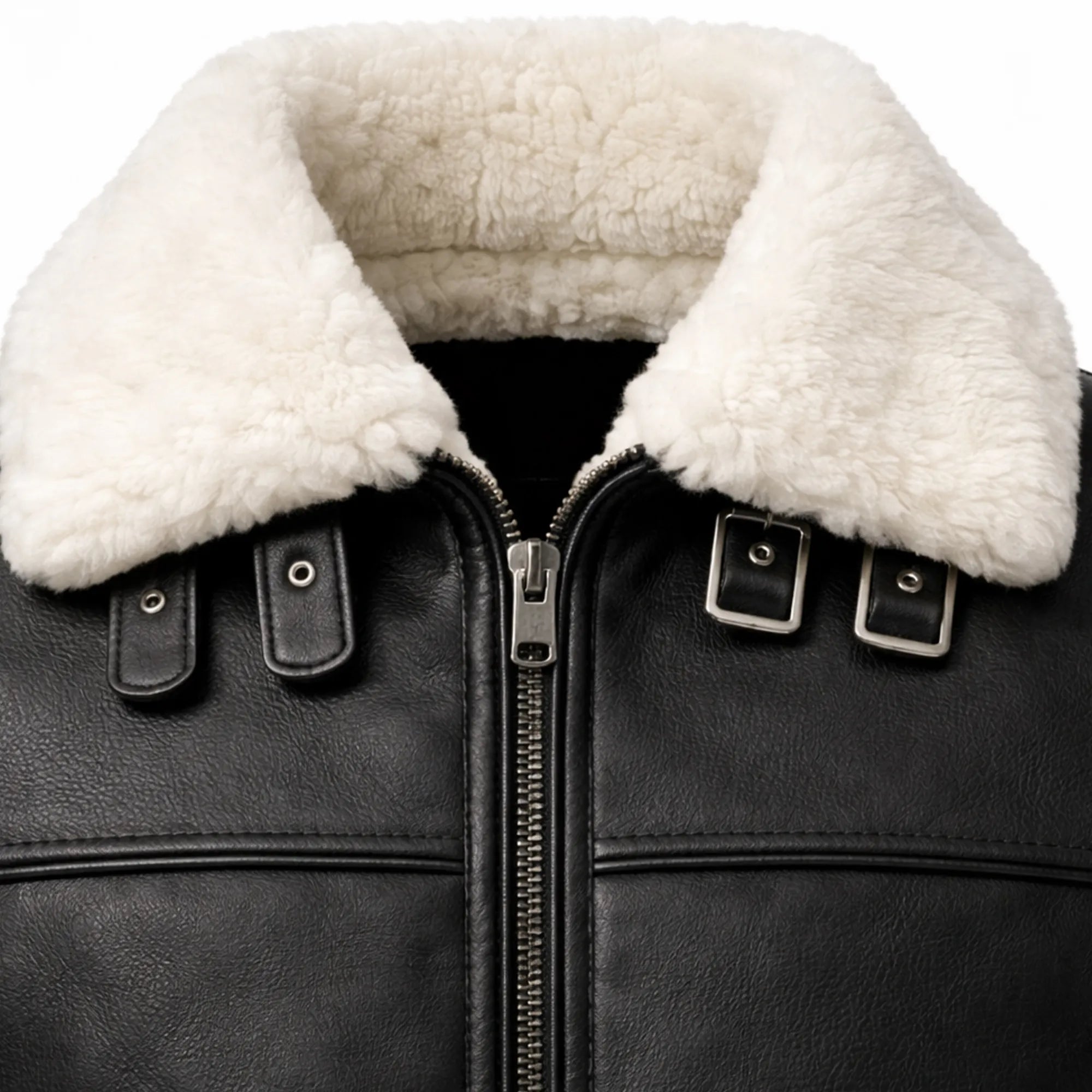 Men's Black Shearling Leather Jacket Aviator Winter Warm Coat for Men - RXD Leather 0081 