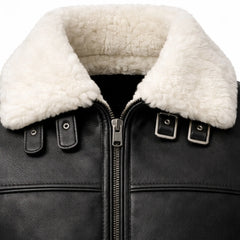 Men's Black Shearling Leather Jacket Aviator Winter Warm Coat for Men - RXD Leather 0081 