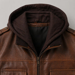 Men's Brown Distressed Lambskin Leather Biker Jacket Slim Fit Style Coat - RXD Leather 0011 